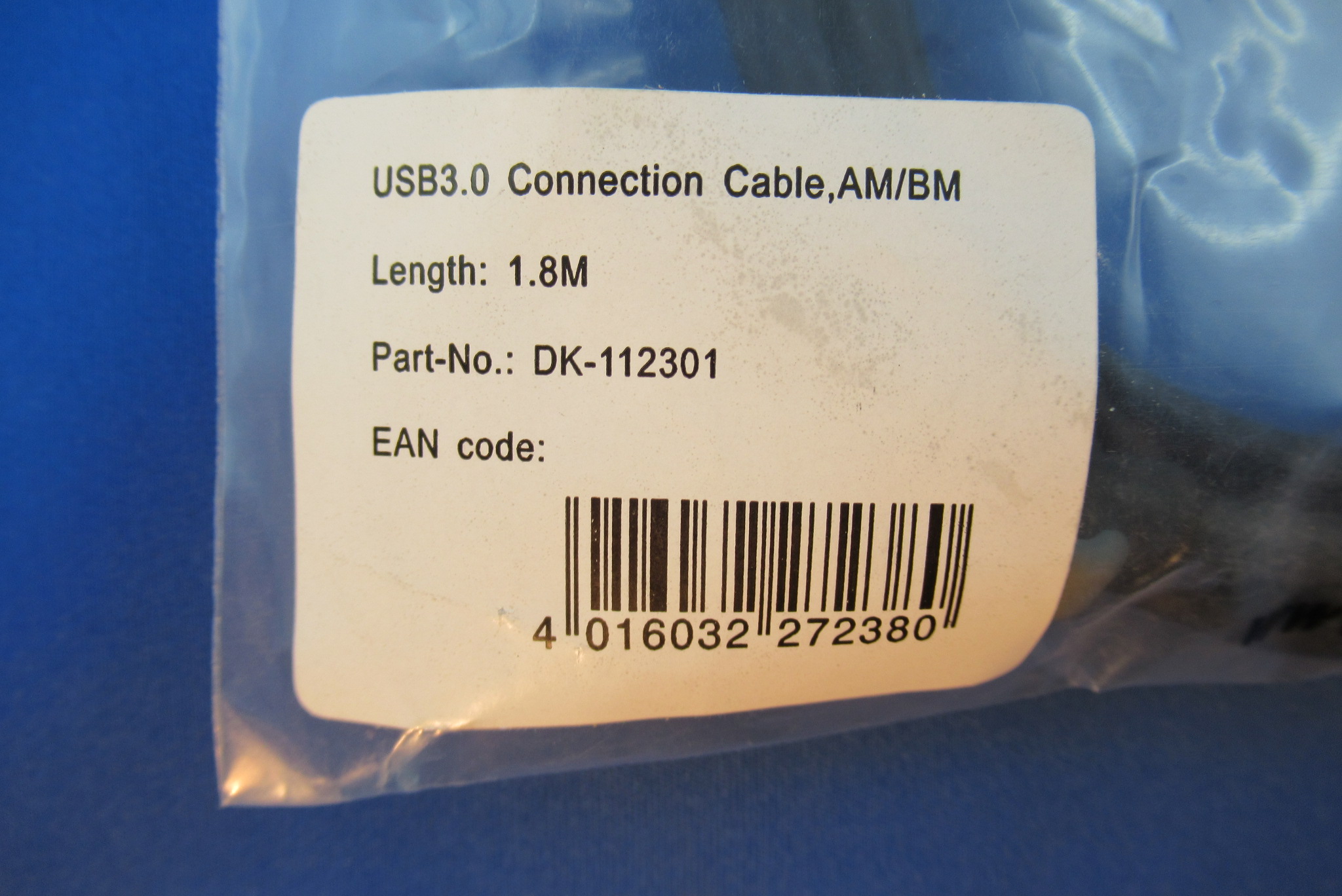 USB 3.0 Anschlusskabel Stecker Typ A/Stecker Typ B 1,8m