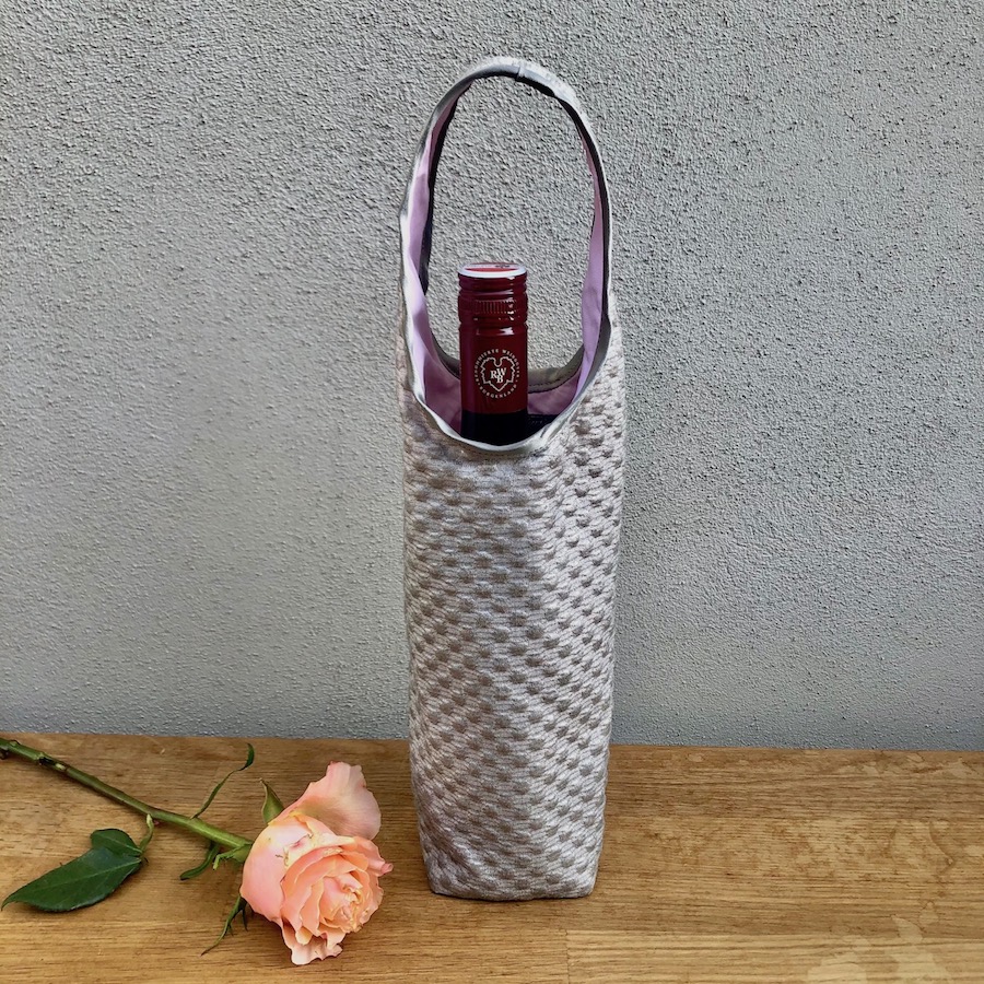 Weintasche "das feine Sackerl", Metallic Gold-Grau/Rosa