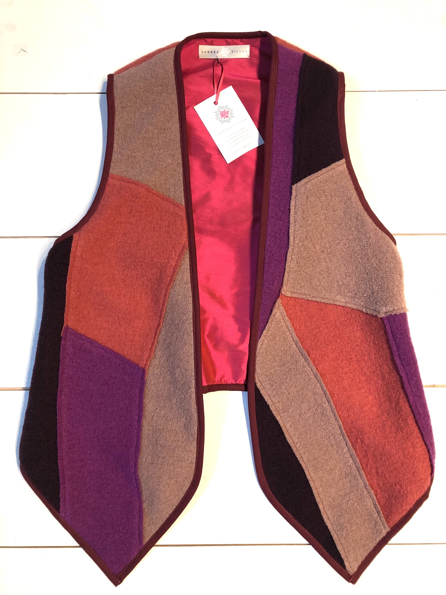Gilet, 100% Wolle, Patchwork de Luxe, Gr. Small