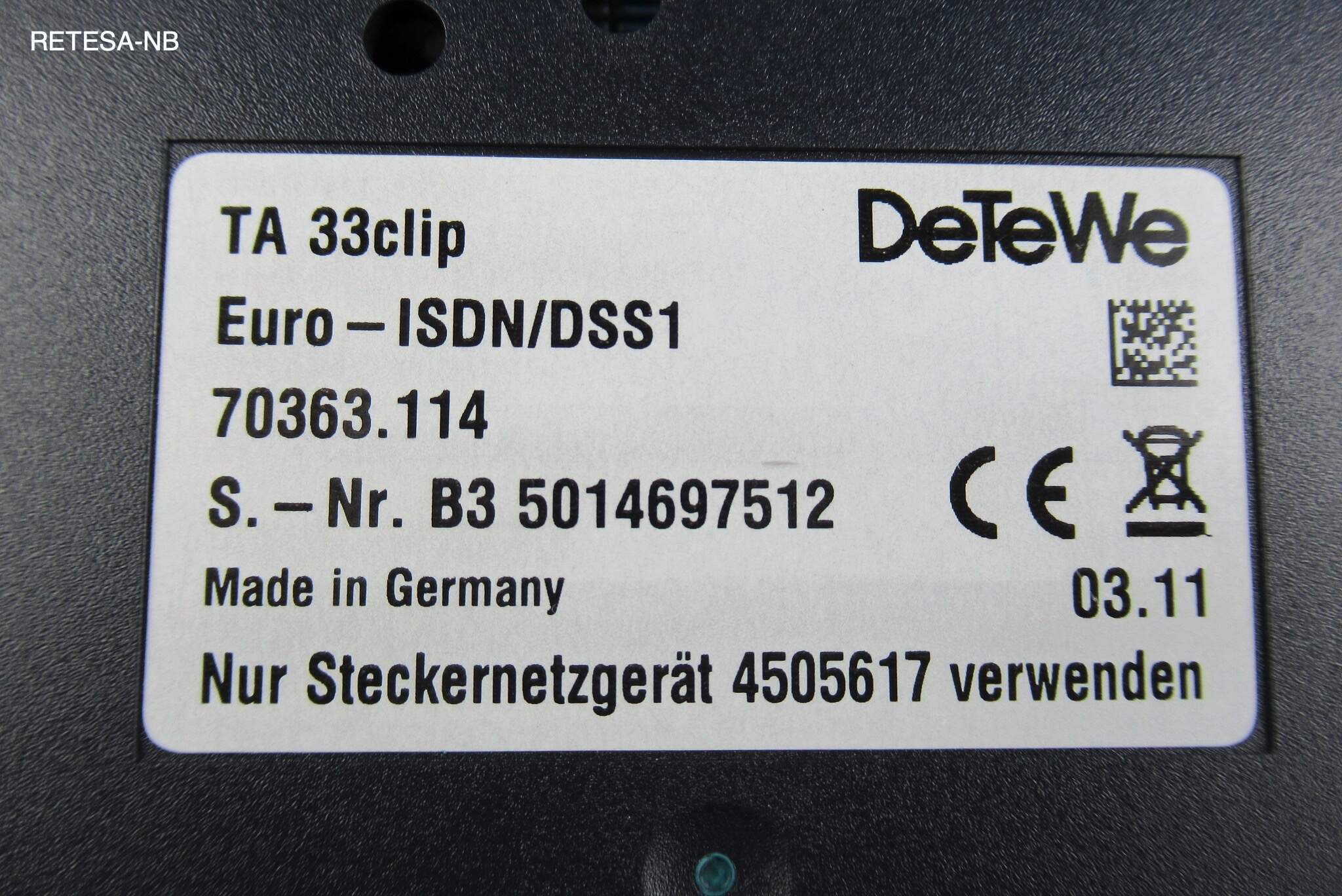 TA 33clip ISDN-Terminaladapter DETEWE 207002