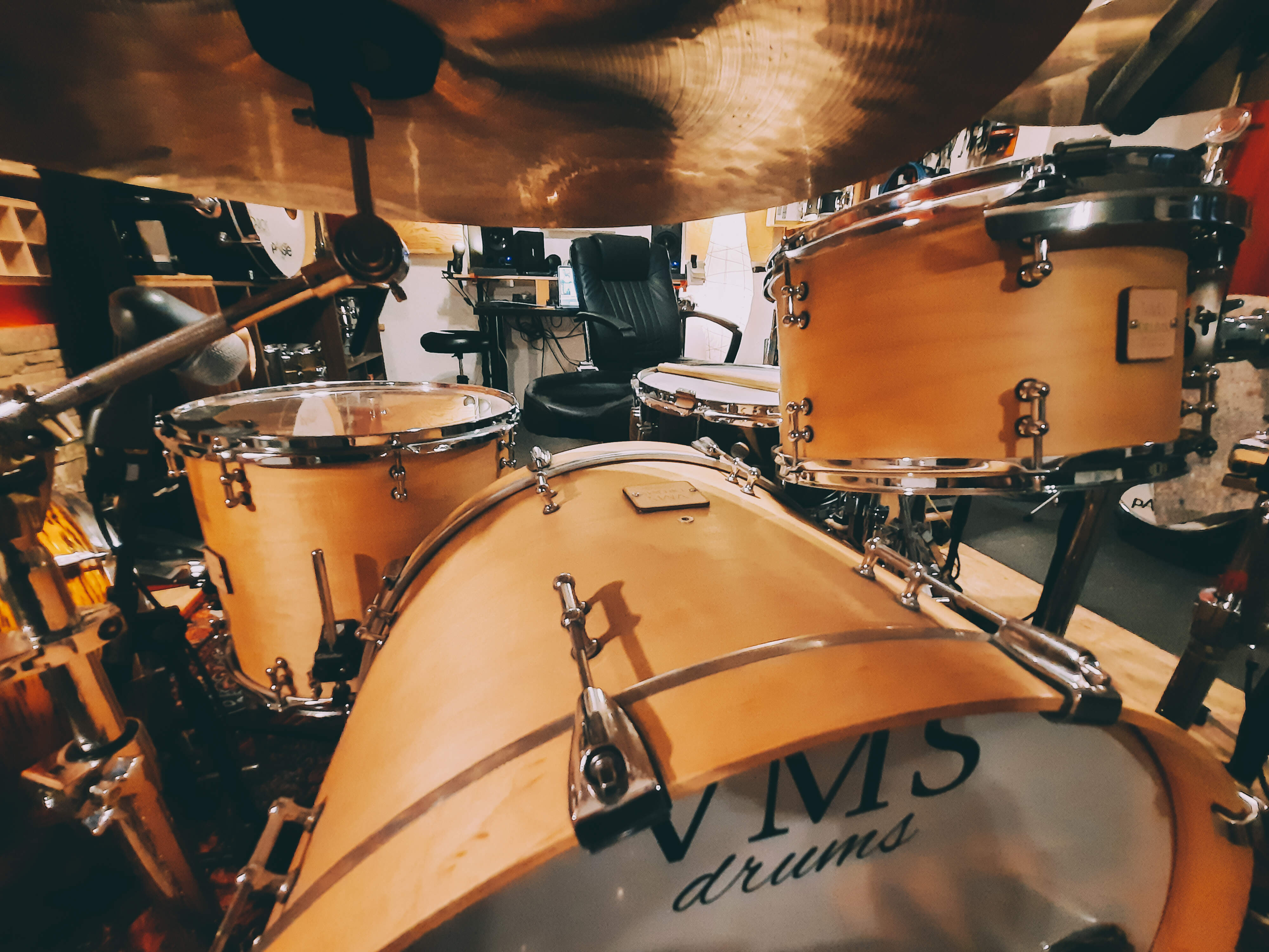 VMS Drums and Ludwig Black Beauty in a remote recording session