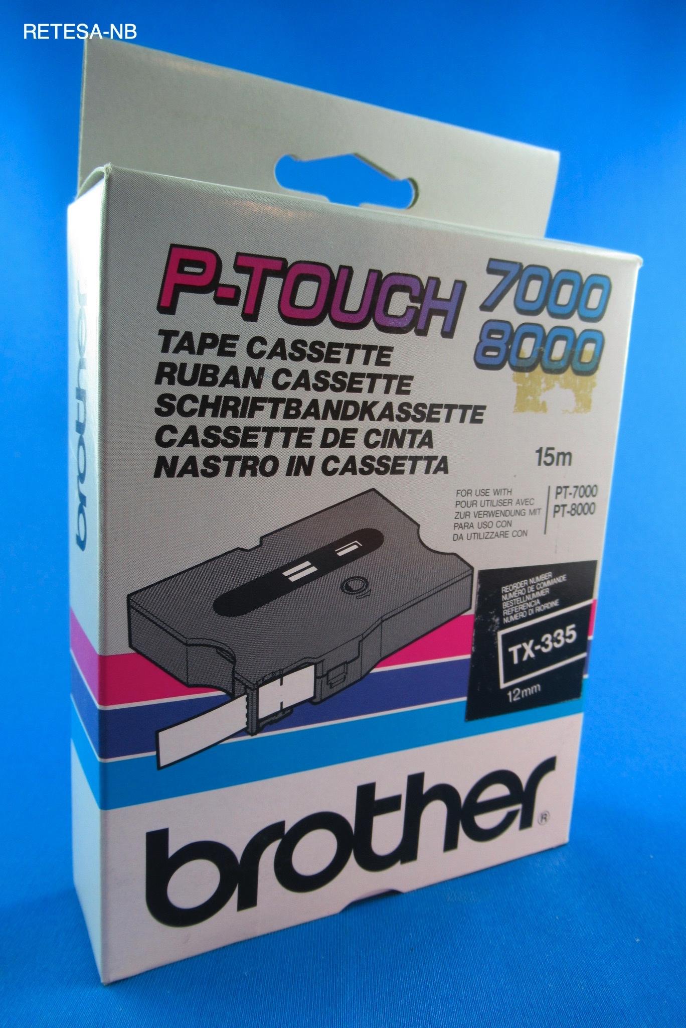 Schriftbandkassette 12mm weiß BROTHER TX-335