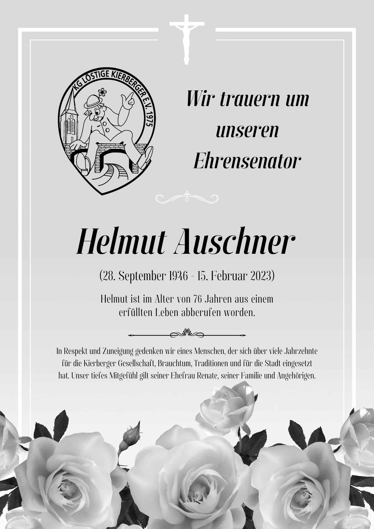 Wir trauern um unseren Ehrensenator Helmut Auschner