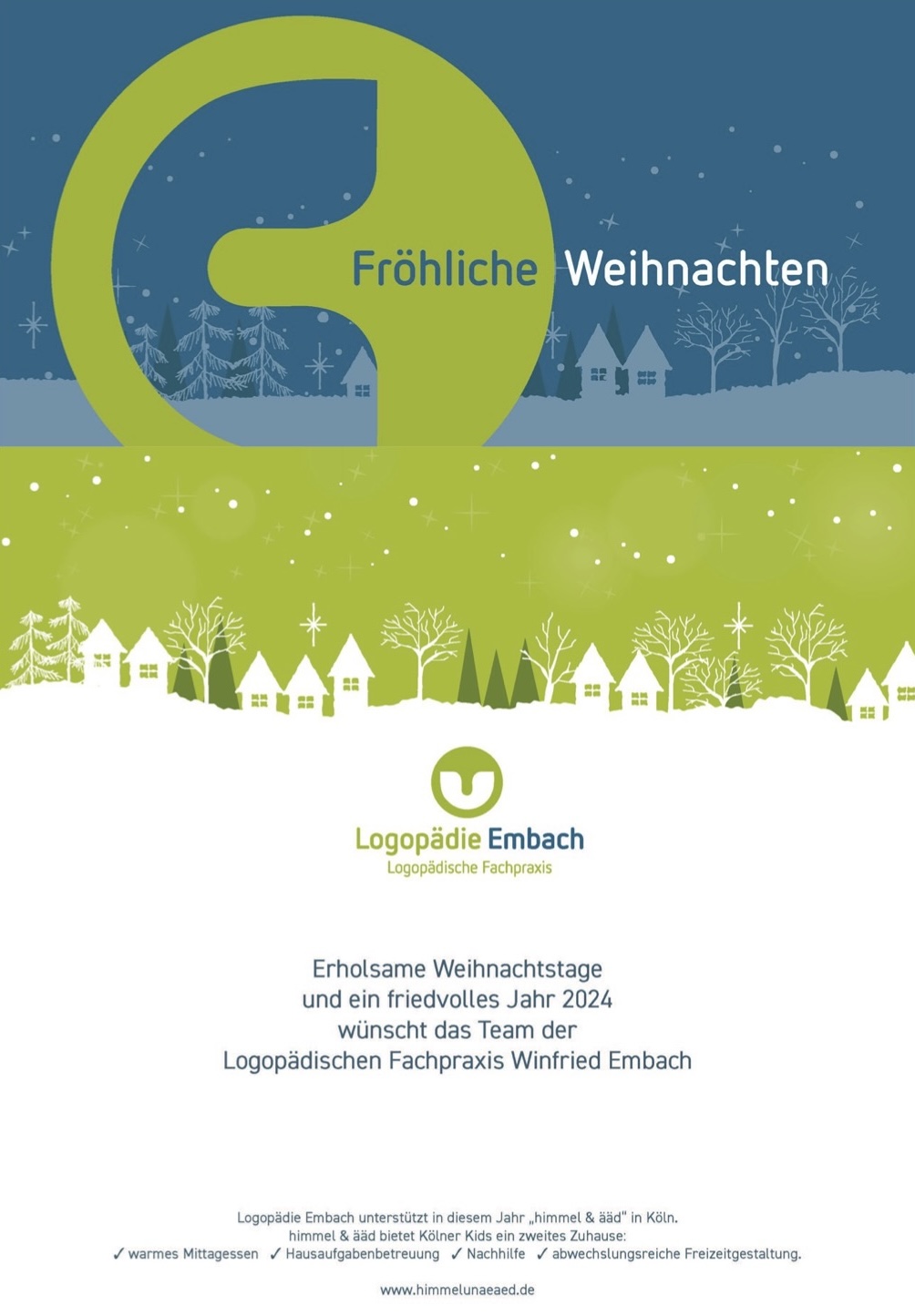 Das Team von Logopädie Embach wünscht frohe Weihnachten!