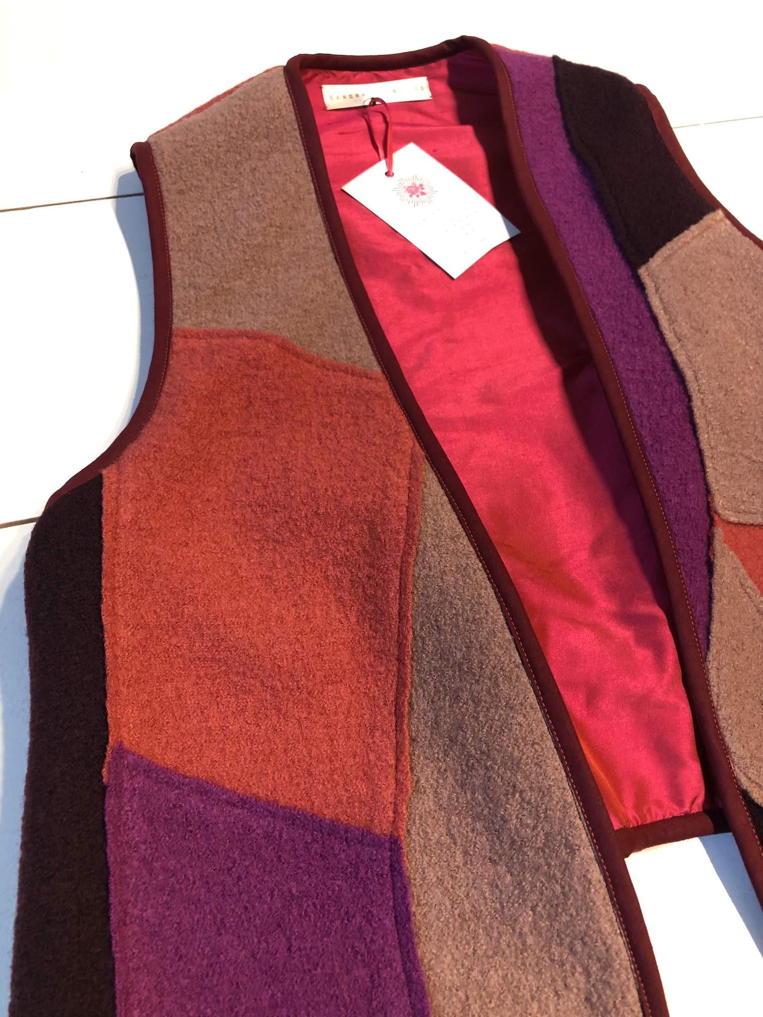 Gilet, 100% Wolle, Patchwork de Luxe, Gr. Small