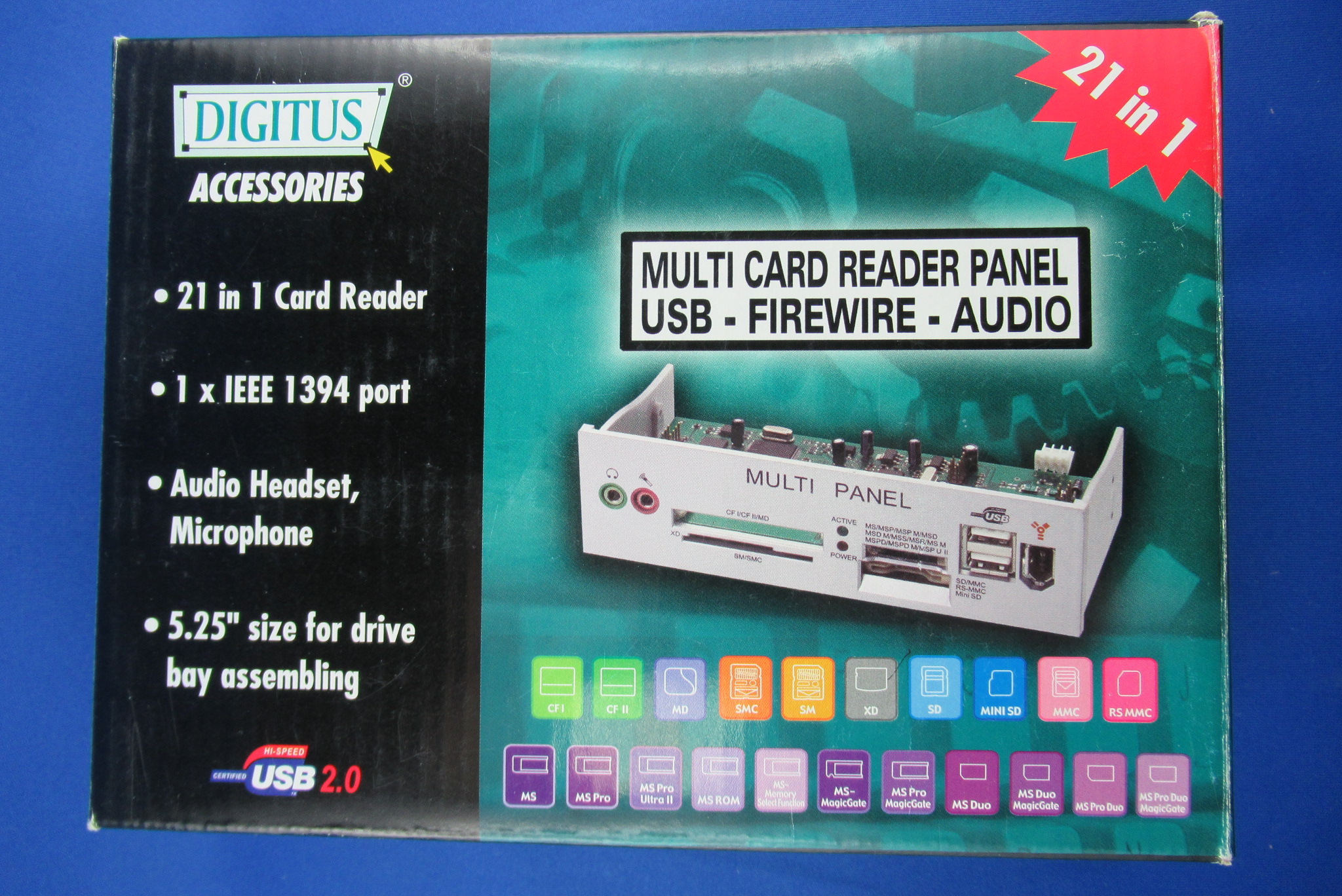 5,25"-Multimedia Panel 21-in-1/Firewire/Audio silber DIGITUS DA-70138S