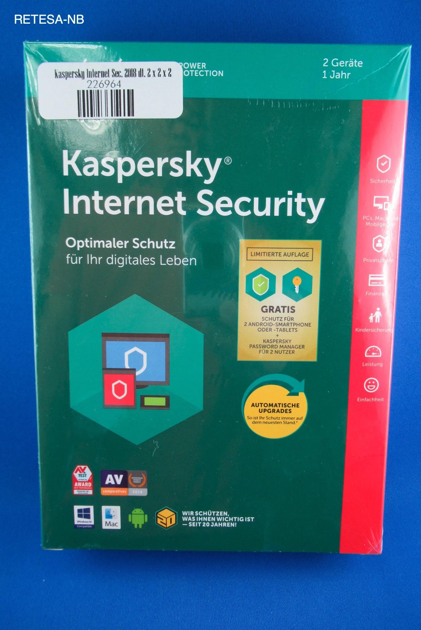 Internet Security 2018 dt. 2er, KASPERSKY KL1941G5BFS-8KISA2