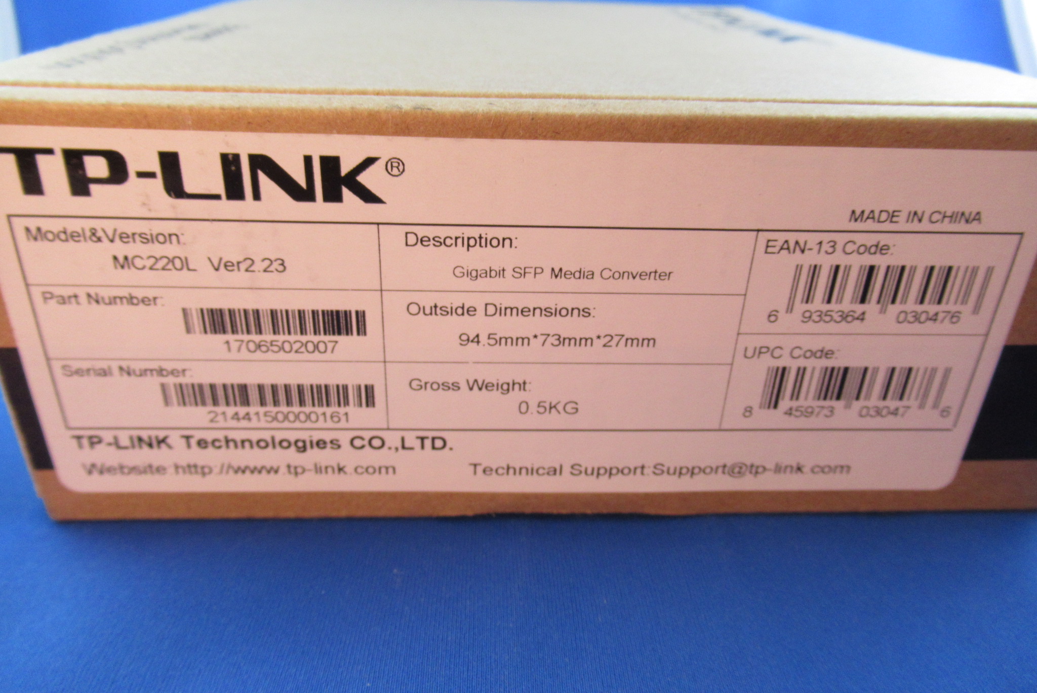 LWL-Medien-Konverter GBit RJ45/MiniGBIC TP-Link MC220L