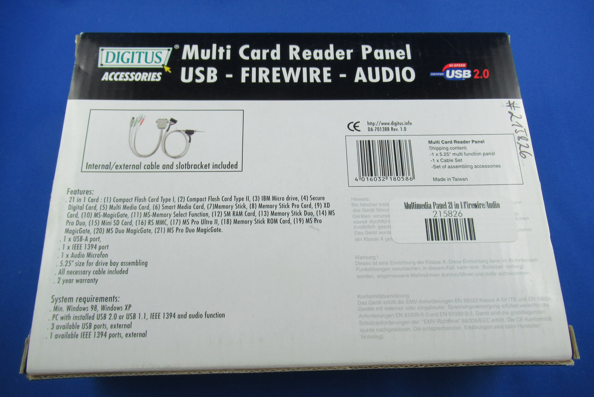 5,25"-Multimedia Panel 21-in-1/Firewire/Audio schwarz DIGITUS DA-70138B
