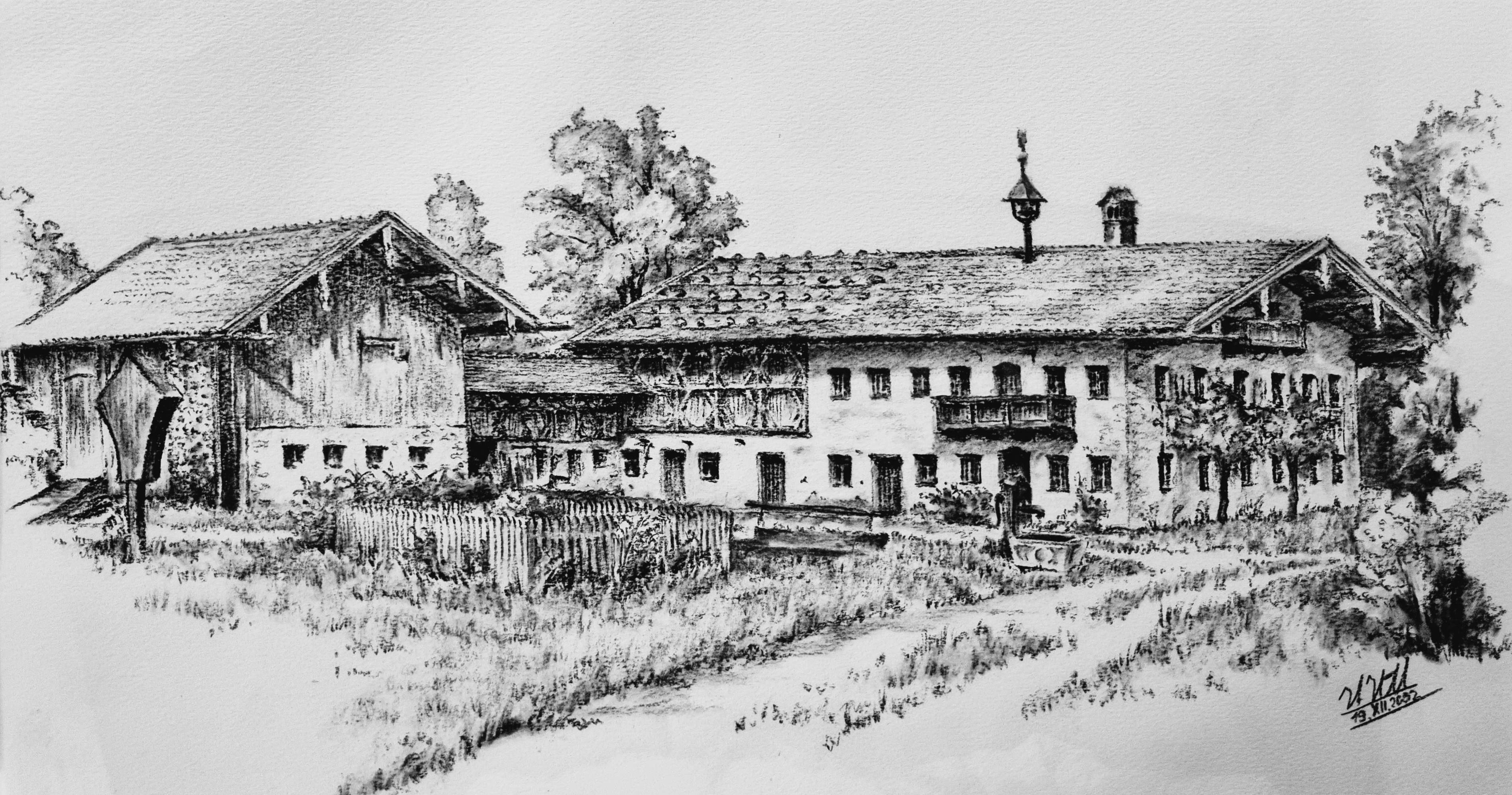 Historisches Bild Bauernhof um 1800
