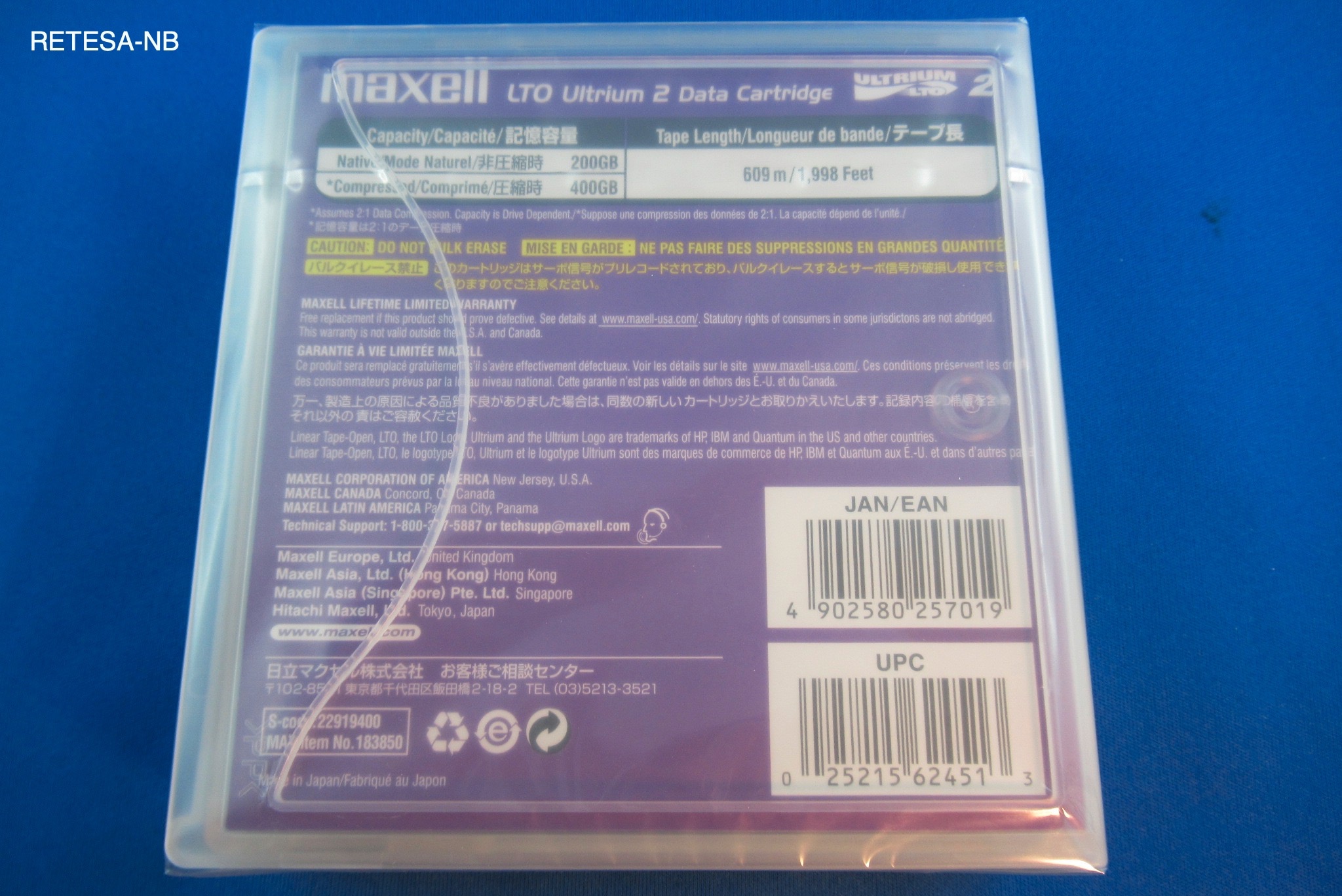 LTO2-Streamer-Cartridge 200/400GB MAXELL 22919400