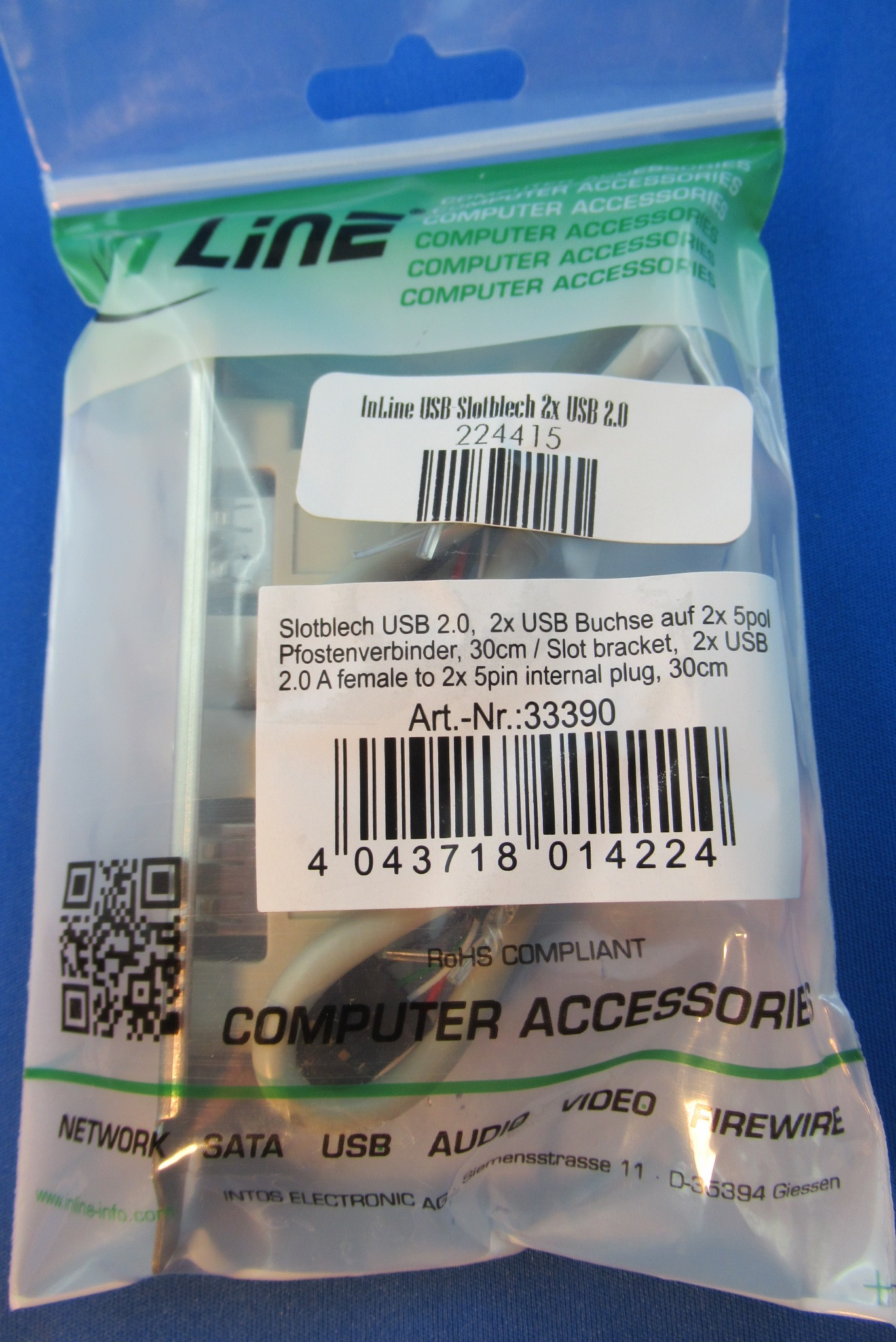 InLine USB-Slotblech 2x USB 2.0 INTOS 33390