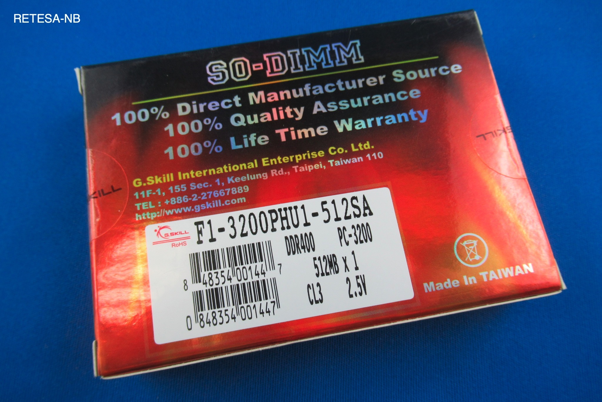 DDR-RAM 512MB PC400 SoDIMM G.SKILL F1-3200PHU1-512SA