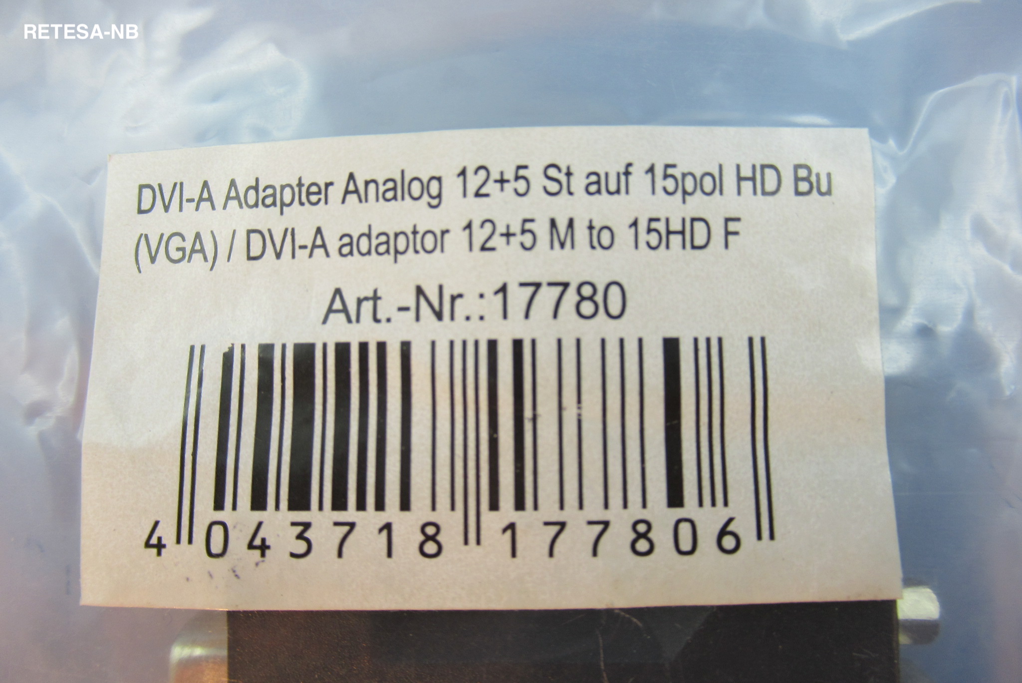 DVI-/VGA-Adapter (DVI-Stecker / VGA-Buchse) INTOS 17780