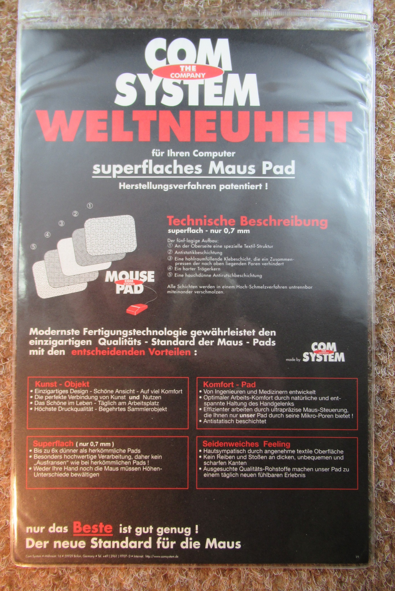 Mouse-Pad superflach 0,7mm rot