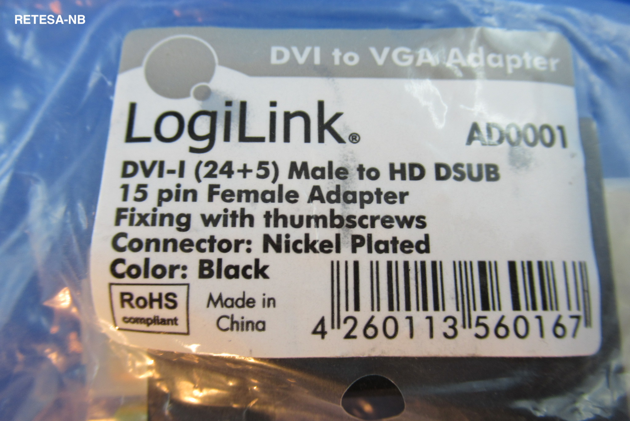 DVI-/VGA-Adapter (DVI-Stecker / VGA-Buchse) LOGILINK AD0001