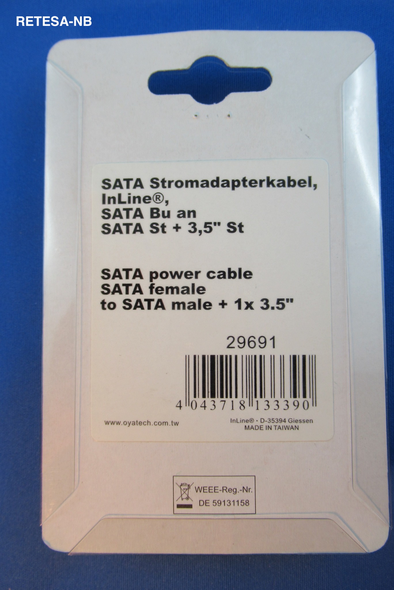 S-ATA Stromversorgungs-Adapter auf 3,5" INTOS 29691