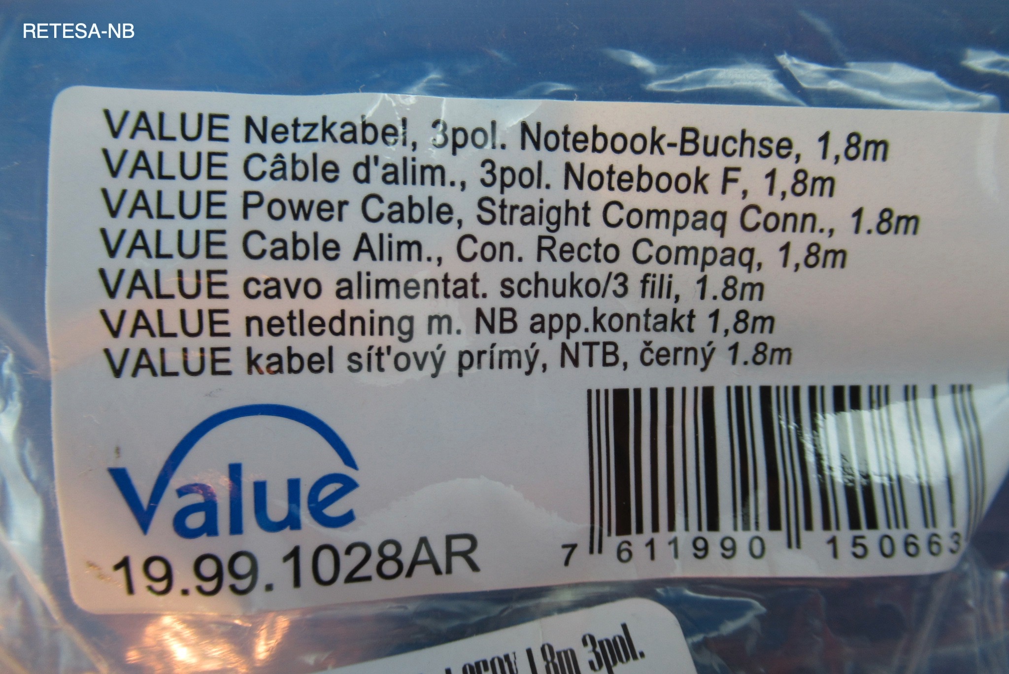 Kabel Notebook Netzkabel 250V 1,8m 3pol.