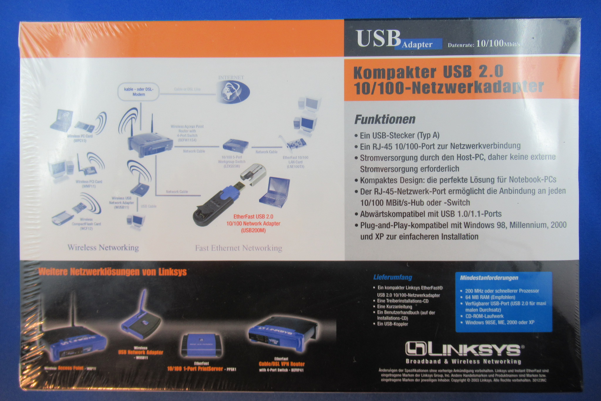 Fast USB 10/100 Netzwerkadapter LINKSYS USB200M-DE