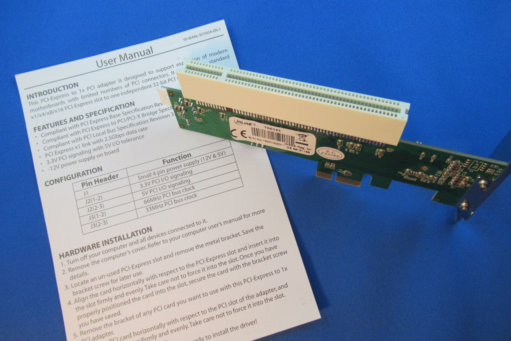 InLine Adapter PCIe für Low-Profile PCI-Karte INTOS 76616I