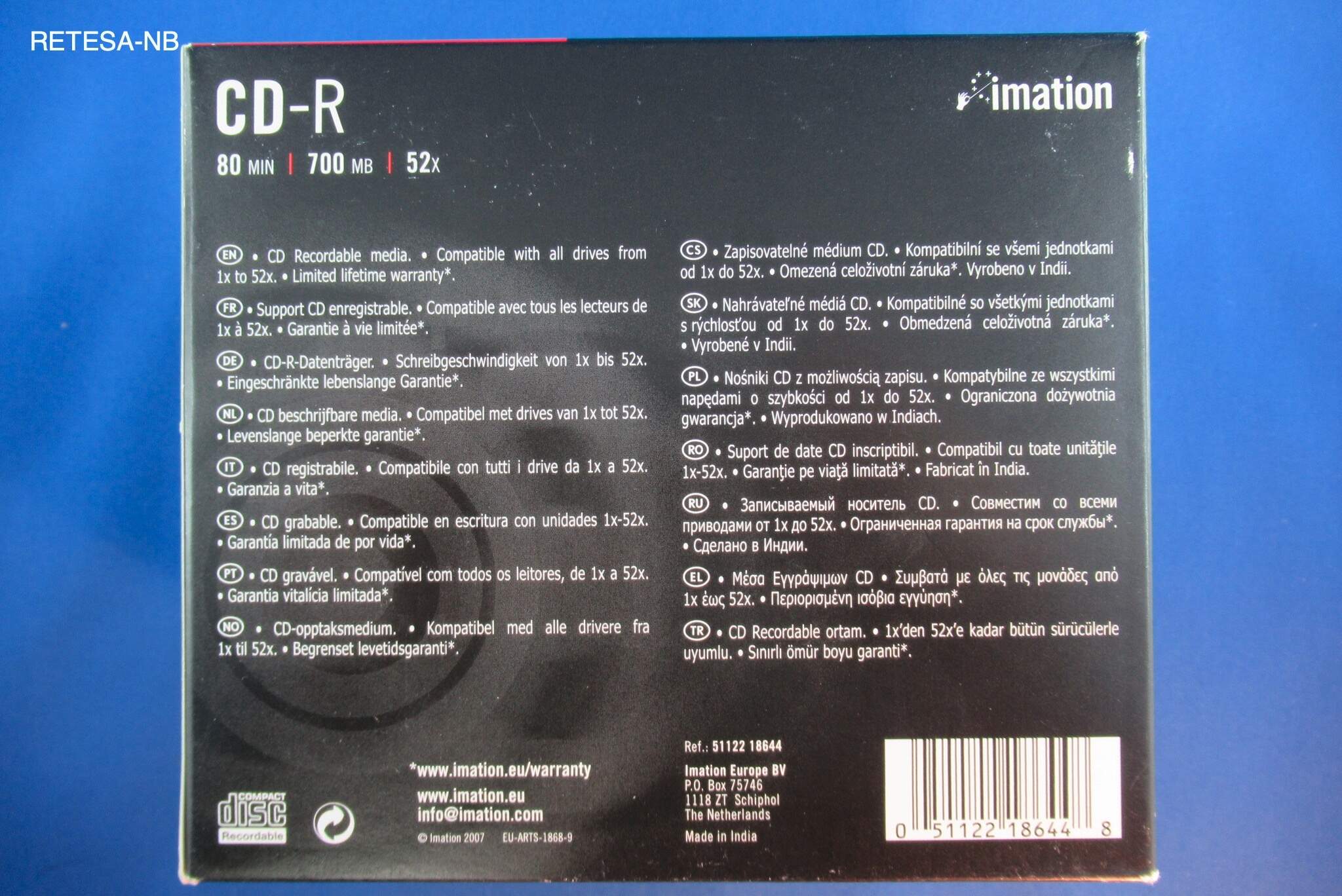 CD-Rohling Imation 700MB 80min. 52x (10 St.) JC IMATION 18644