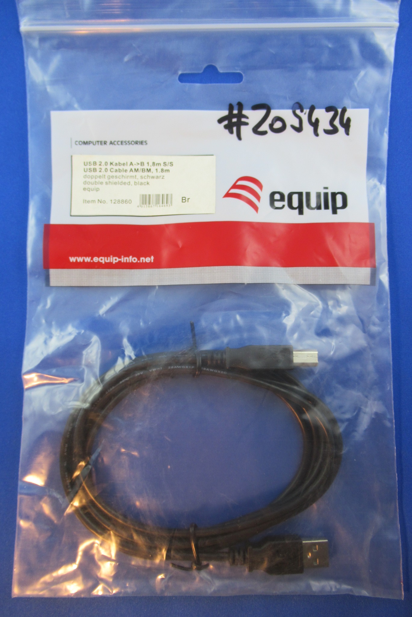 USB 2.0 Anschlusskabel Stecker Typ A/Stecker Typ B 1,8m schwarz