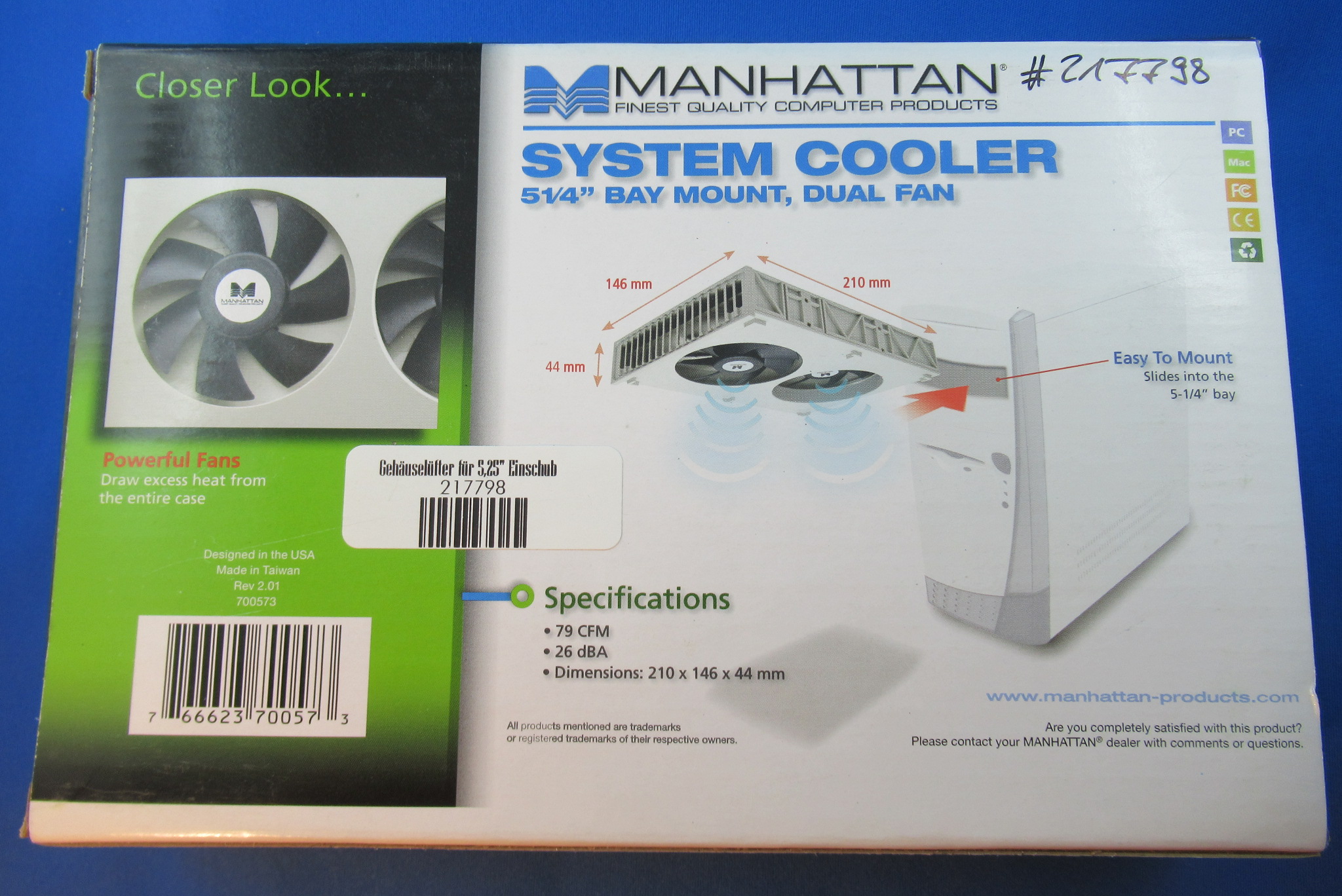 Gehäuselüfter als 5,25" Einschub MANHATTAN 700573