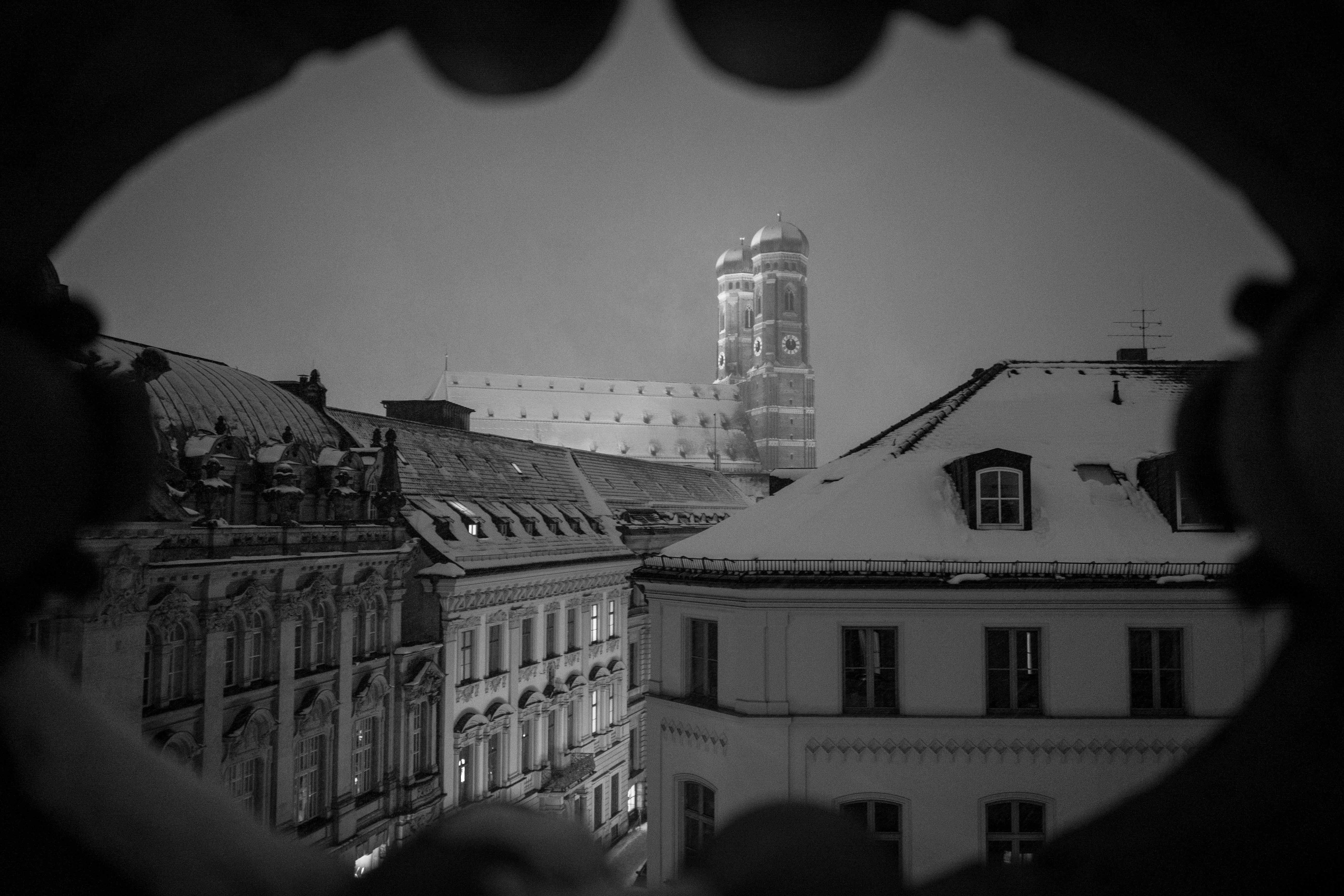 München im Winter Schwarz-Weiß