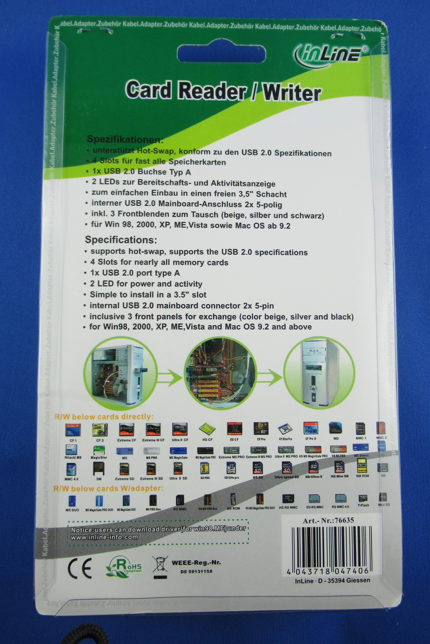 3,5"-Cardreader 16-in-1 intern INLINE 76635