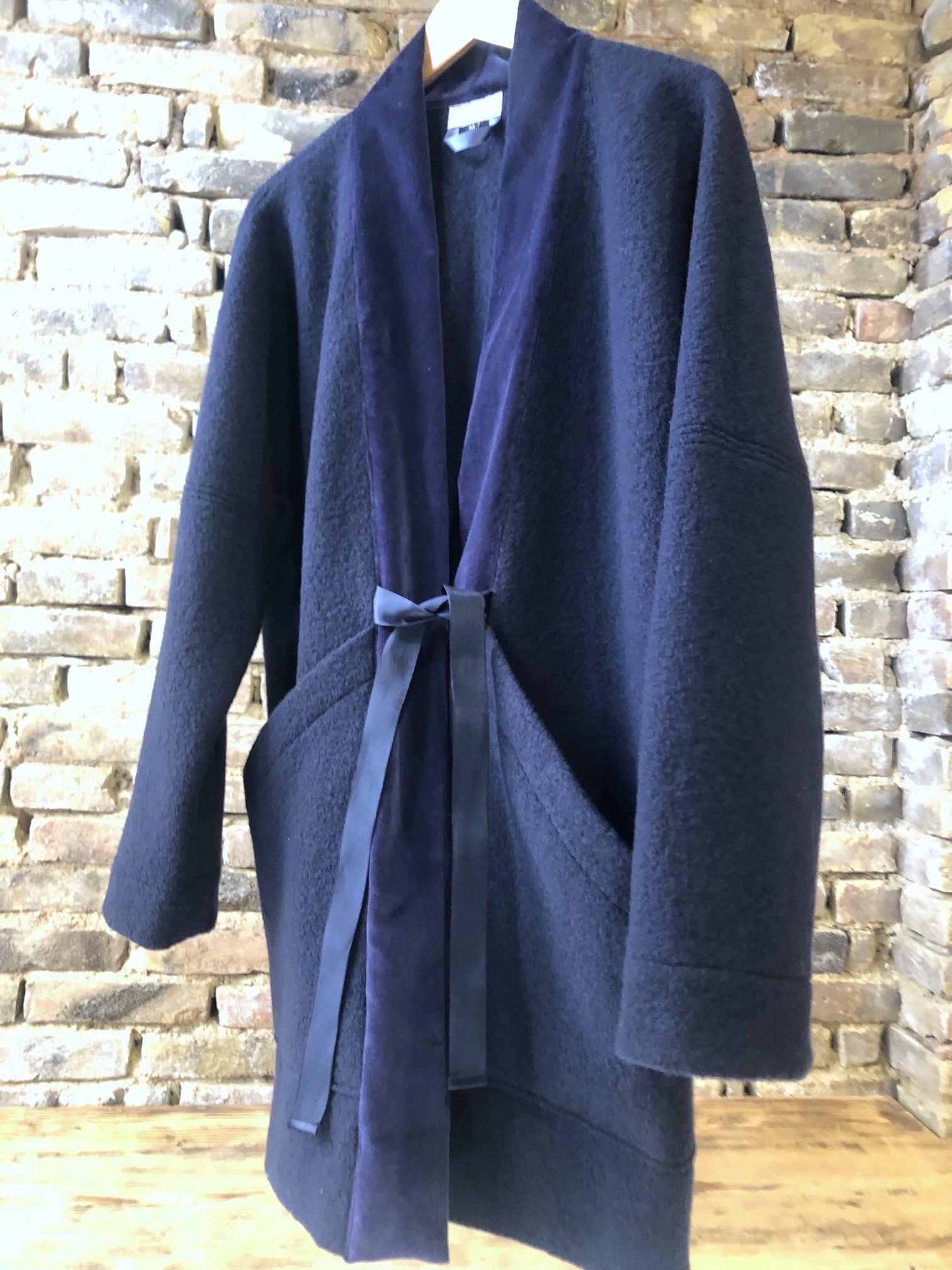 Mantel/Jacke, Kimono, dunkelblau/ Samt